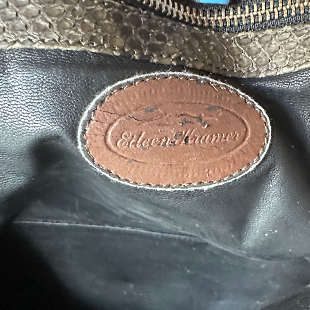 Black/green genuine Python skin Shoulder Bag with… - image 7